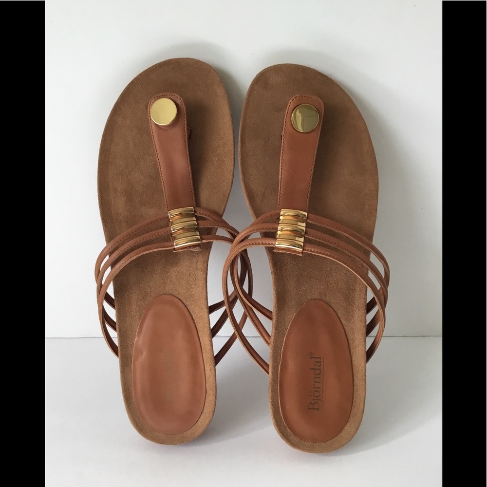 BJORNDAL Thong Sandals Flip Flops Leather Size 11